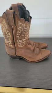 MINT Condition Womens JUSTIN BOOTS Brown Paisley Stitched Leather Boots - 7.5 US - Picture 1 of 6