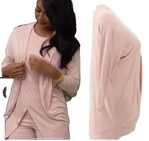 NEW G by Giuliana EcoLuxe Knit Cocoon Cardigan TOPPER PINK SZ L - Picture 1 of 8