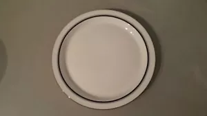 DANSK Bistro Geschirr 3 Speiseteller weiß Porzellan dunkelblau Band 10-1/2" - Bild 1 von 6