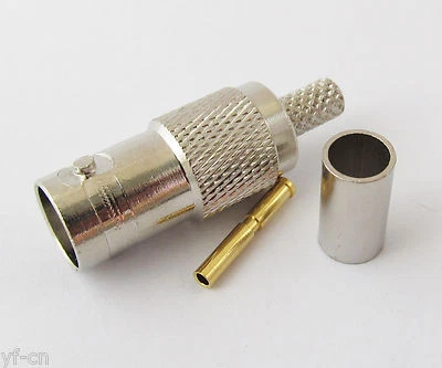 1pc BNC Female Crimp Coaxial Straight CCTV Connector for RG58 LMR195 RG142 cable - Image 1 of 3