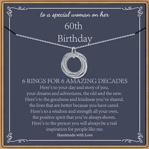 PAERAPAK 60th Birthday Gifts for Women 6 Circle Necklace 60th Birthday Gifts ... - Picture 1 of 7