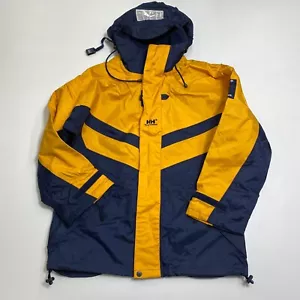 Giacca vela vintage Helly Hansen Match Race uomo S gialla blu foderata con cappuccio - Foto 1 di 18