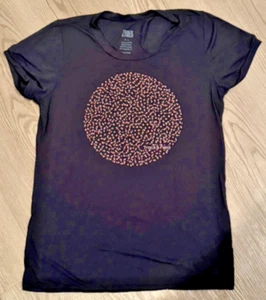 Track & Field Ladies Navy T-Shirt Size Large with a Colorful Dotted Circle - Picture 1 of 1