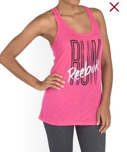 NWT REEBOK WOMEN TANK TOP YOGA ACTIVE RUNNING SLIM MEDIUM PINK CABARET - Picture 1 of 3