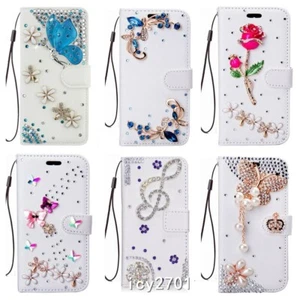 Für Samsung Galaxy Handyhülle, Bling Diamonds Flip Wallet Leder Damen Cover - Bild 1 von 23