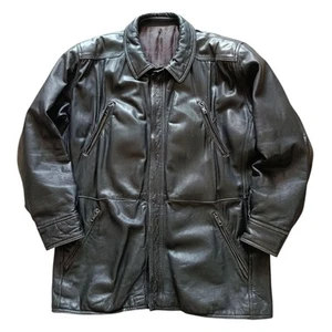 GIORGIO ARMANI Archive Vintage 1980s Black Lambskin Leather Jacket Coat Sz 50 L - Imagen 1 de 16