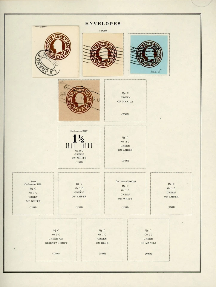 U.S. POSTAL STATIONERY Scott Specialty Album Page Lot #25 - SEE SCAN - $$$ - Image 1 of 1