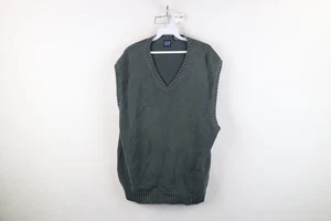 Vintage 90s Gap Mens Size XL Faded Blank Cotton Knit V-Neck Sweater Vest Green - Picture 1 of 11