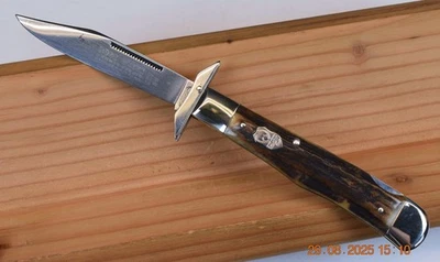 CUCHILLO BUCK CREEK SOLINGEN ALEMANIA CIERVO GUEPARDO PATRÓN OSCILANTE PROTECTOR BLOQUEO TRASERO Foto 1 de 4