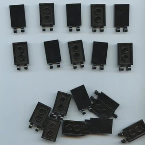 LEGO x 20 Black Tile, Modified 2 x 3 with 2 Open O Clips 30350b - Picture 1 of 1