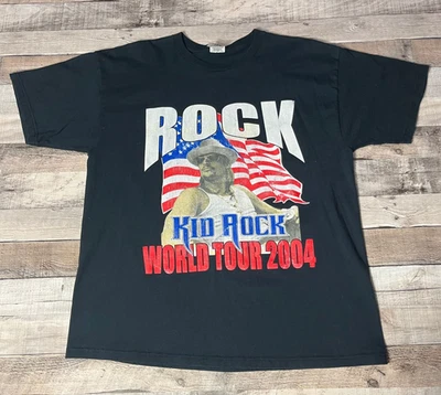 Camisa Rock Niño Adulto XL Negra De Colección Gira Mundial 2004 Banda de Rock Bandera Americana Foto 1 de 4