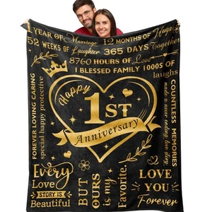 1 Year Wedding Anniversary Blanket 50"X60", 1 Year Anniversary Romantic Gifts... - Picture 1 of 7