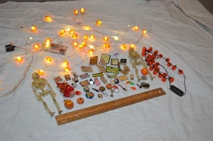 Casa de Muñecas Halloween Lote Esqueletos Cadena Luces Bruja Accesorios 50+ PIEZAS - Imagen 1 de 15
