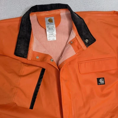 Carhartt Jacket Mens XL Regular C64ORG PVC Rain Coat Fisherman EUC - Image 1 of 4