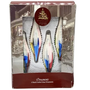 Vintage 2002 4ct Enchanted Forest Glass Teardrop Christmas Multicolor Ornaments - Picture 1 of 9