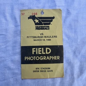Pittsburgh Maulers Washington Federals 1984 Vintage Ticket Stub Feldfotograf - Bild 1 von 8