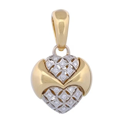 Chimento 18k Yellow and White Gold Diamond Puffy Heart Pendant - Image 1 of 4