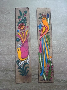 Marcadores de arte popular mexicano pintura de pájaros de lujo en papel de corteza amate de 7,75" x 1,50" - Imagen 1 de 4