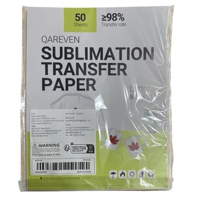 Qareven Sublimation Transfer Paper 8.5x11 50 Sheets High Transfer Rate Heat Pres - Picture 1 of 5
