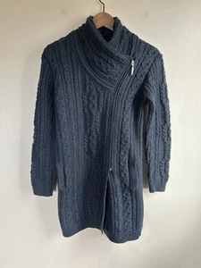 The Woollen Market Ireland Long Sweater women's S 100% Merino Wool Cardigan Zip - Picture 1 of 13
