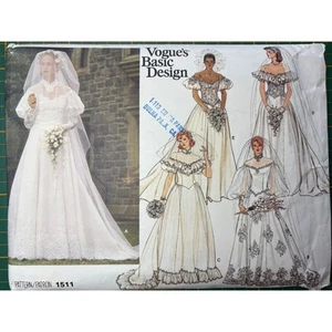 Vogue Misses 1511 Vintage Brautkleid 5 Stile Gr. 12 1985 Kleid, Petticoat ungeschnitten - Bild 1 von 5
