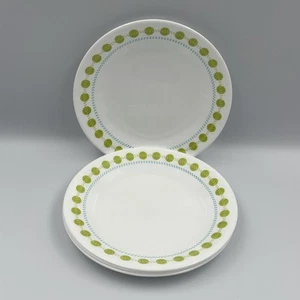 Set of 4 Corelle South Beach Bread & Butter Dessert Plates 6 3/4” Green Dots EUC - Picture 1 of 8