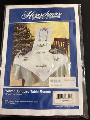 Herrschners  Quality Crafts Kit “Winter Song Ird Table Runner Kit - Image 1 of 4