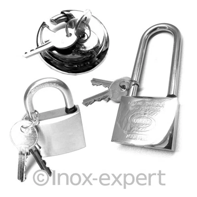 INOX-EXPERT, CORBIN, YALE Niro Marine Vorhängeschloss Korrosionsbeständig Edelstahl Boots-Schloss Nirosta