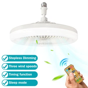AU Fan with Light Adjustable Bedroom Living Room Fan Lamp Modern E27 Led Ceiling - Picture 1 of 14