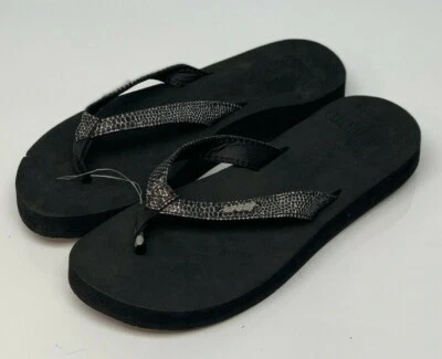 Sandalia tanga Reef Just Passing Through STAR CUSHION atrevida negra/plateada talla: 6 NUEVA Foto 1 de 4