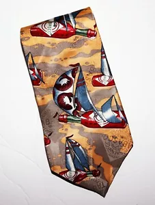 Tabasco Men's Tabasco Sauce Shrimp Boat Print Silk Neck Tie - Picture 1 of 7