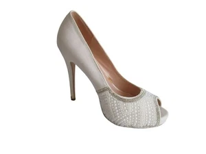 De Blossom Collection Off White Pumps Peep Toe Stilettos - Picture 1 of 10