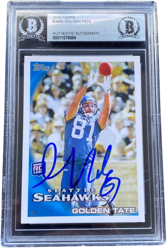 GOLDEN TATE SIGNED 2010 TOPPS ROOKIE RC CARD #398 BECKETT BAS 2 - Image 1 of 1