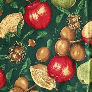 VIP Cranston Cotton Blend Fabric Green With Apple & Pears 2 Yards - Picture 1 of 4