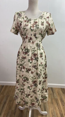 Vestido midi plisado vintage Molly Malloy floral mezcla de lino para mujer talla pequeña 8 Foto 1 de 4