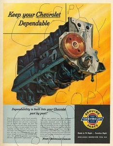 Dealer Poster Advertising the Chevy Stovebolt Six Cylinder Engine - Picture 1 of 1