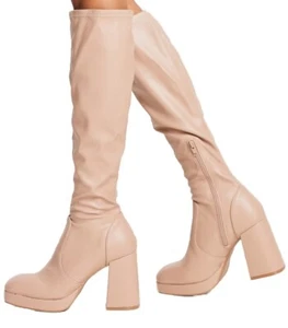 Schuh Della Second Skin kniehohe Stiefel in Beige Stone Größe 8 neu im Karton - Bild 1 von 5