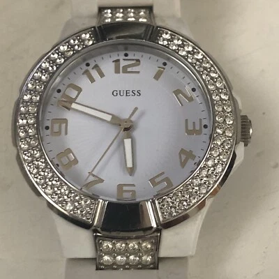Women’s Guess Watch 35MM White Dial White Bracelet Band 6 Inch Wrist New Battery - Image 1 of 4