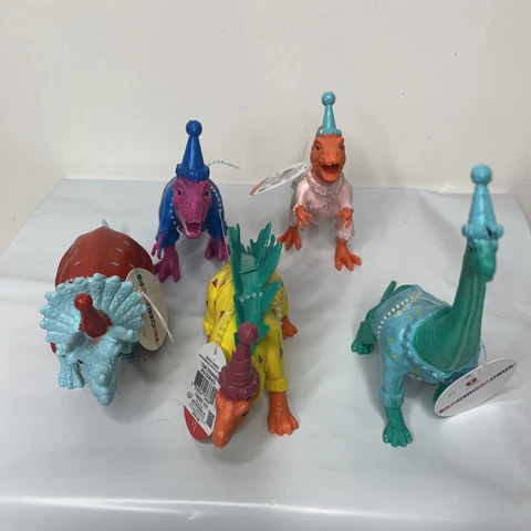 Target Bullseye Playground Lot / 5 Party Hat Dinosaurs Pink Yellow Red Blue(B66) Cover