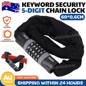 Heavy Duty Chain Lock Security 5-Digit Key password security Bike Bicycle AU - Picture 1 of 9