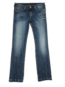 Rerock for Express Women's Straight Distressed Stretch Jeans Medium Wash Size 10 - Picture 1 of 11