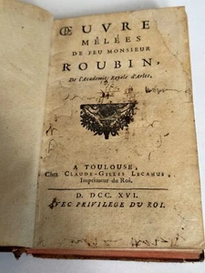 Oeuvres mêlées de feu Monsieur Roubin de l'Académie Royale d'Arles.1716 - Picture 1 of 12