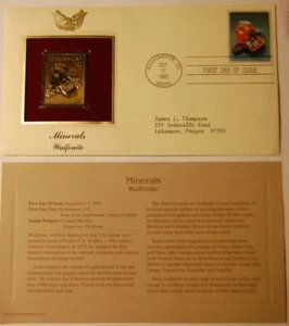 22K GOLD REPLICAS US STAMPS 1992 MINERALS WULFENITE - Picture 1 of 4