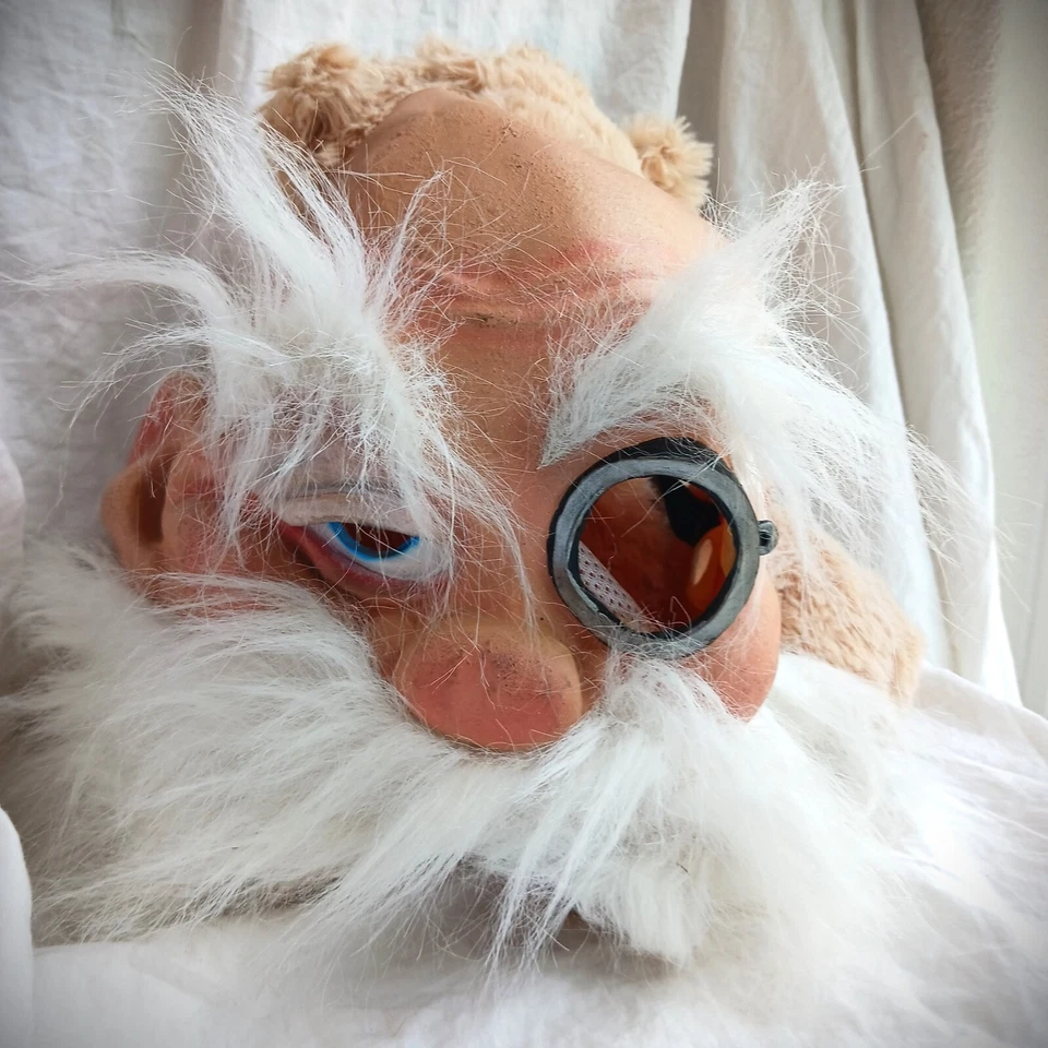 Paper Magic Group Bald Old Man White Mustache Monocle Latex Halloween Mask HTF - Image 1 of 4