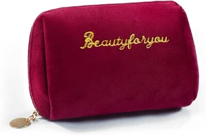 Velvet Makeup Bag, Portable Zipper Make Up Pouch, Cute Small Cosmetic Bag, Flann - Picture 1 of 6