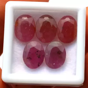 5 Pcs Mozambique Natural Ruby Untreated 9.8mm-10.3mm Oval Faceted Cut Gemstones - Picture 1 of 9