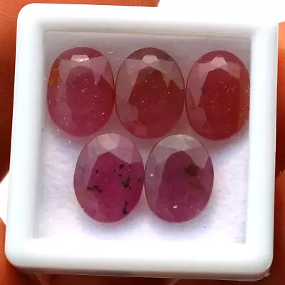 5 Pcs Mozambique Natural Ruby Untreated 9.8mm-10.3mm Oval Faceted Cut Gemstones - Image 1 of 4