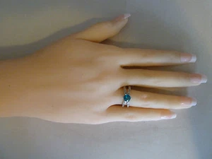 Sterling Silver ring (plated) Sizes 6, 6.5, 7, CZ Stones, Red. green, blue. - Bild 1 von 7