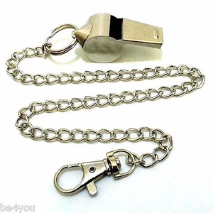 Schiedsrichterpfeife Metall Pfeife Trillerpfeife Kette Hosenkette Karabiner Ring - Bild 1 von 1