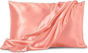 Paquete de 2 fundas de almohada tamaño queen color rosa satinado extra suave microfibra premium - Imagen 1 de 9